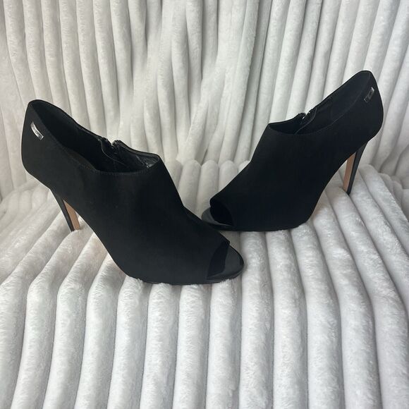 Calvin Klein Nastassia Suede Leather D'orsay Cutout Peep Toe Bootie Heels US 10 - Picture 1 of 15